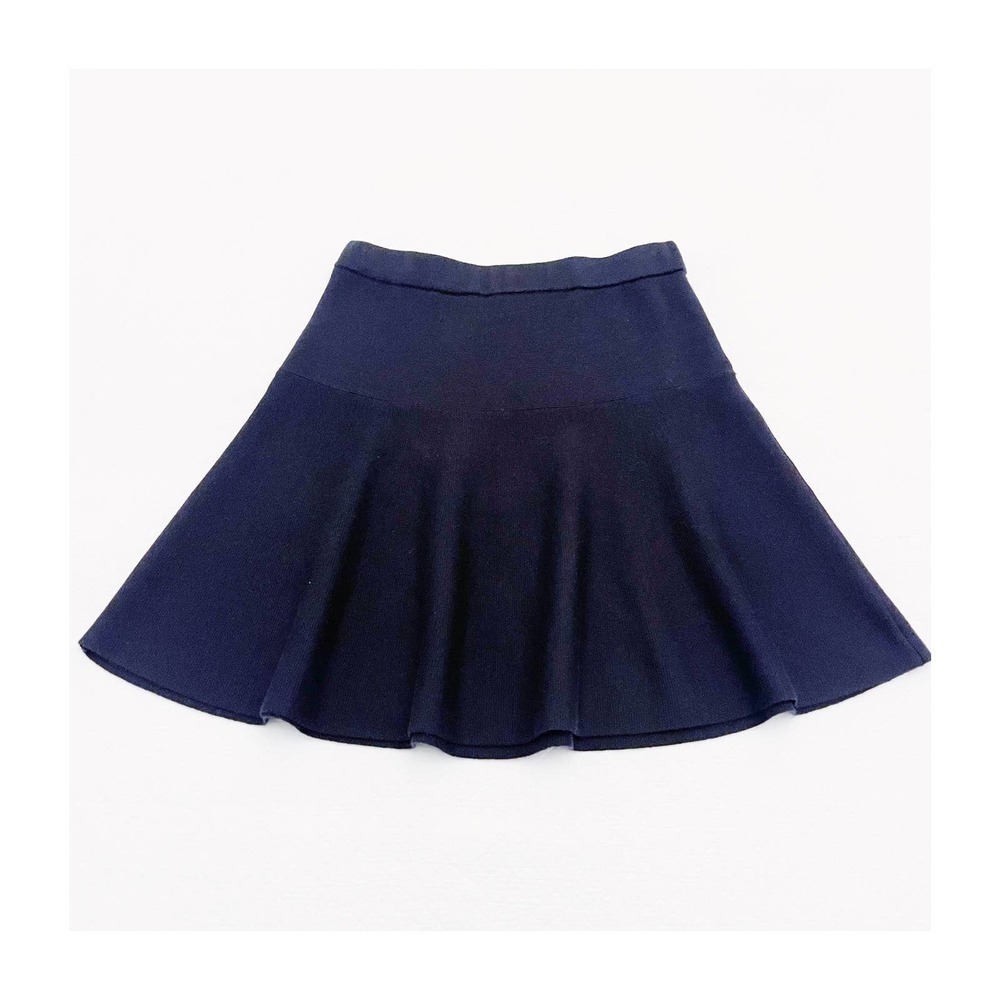 Tahari Black Flared Wool Skater Skirt Ruffled Hem SZM